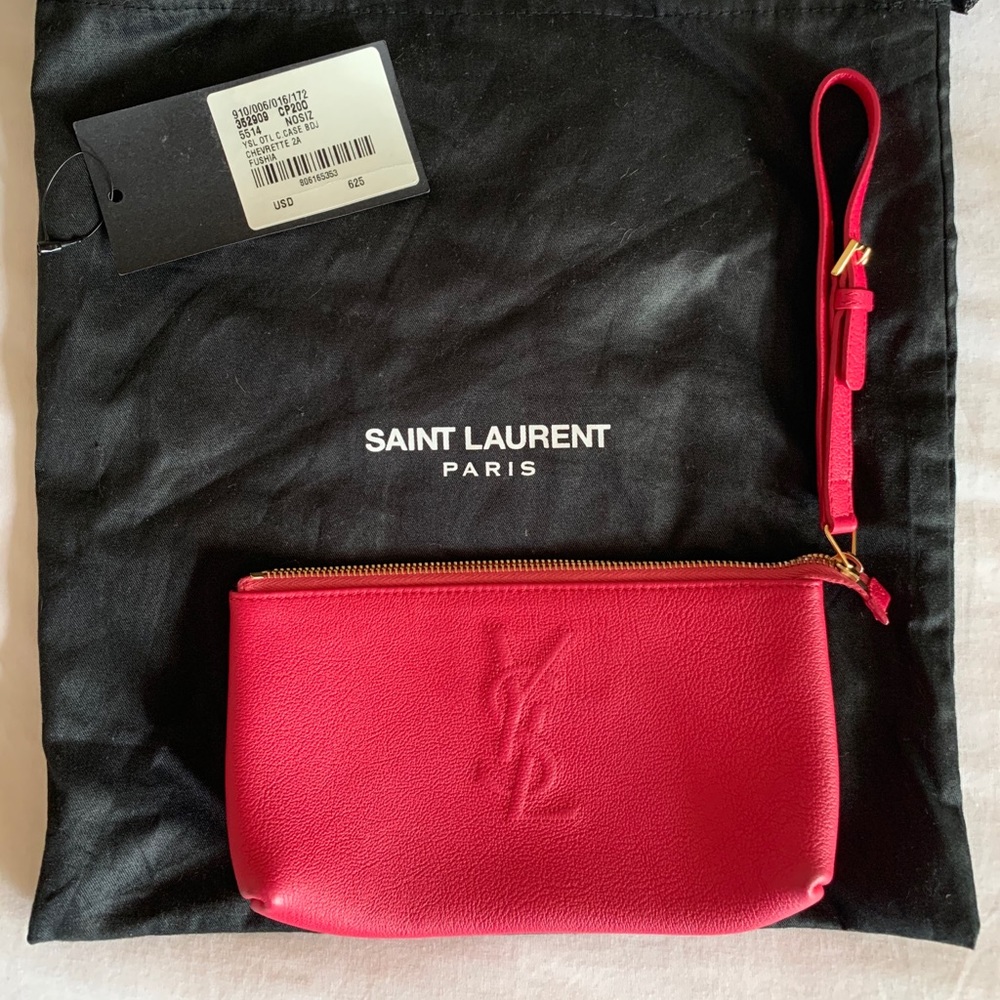 YSL Magenta Wristlet